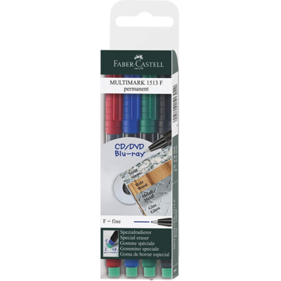 Etui de 4 marqueurs CD/DVD MULTIMARK Permanent Pointe fine - Faber-Castell