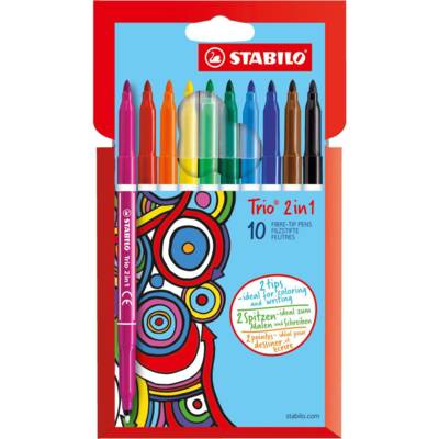 10 feutres de coloriage pointe fine et moyenne Trio 2 in 1