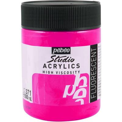 Flacon 500ml Peinture Studio Acrylics Haute Viscosité FLUO ROSE - PÉBÉO