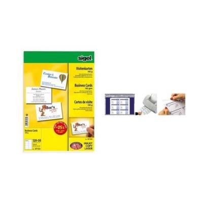 Etui 600 Cartes de Visite Imprimables et Prédécoupées 8,5 X 5,5 cm 200g Blanc - SIGEL