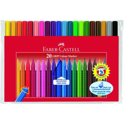 Stylo feutre GRIP COLOUR MARKER pack étui de 20 - FABER-CASTELL