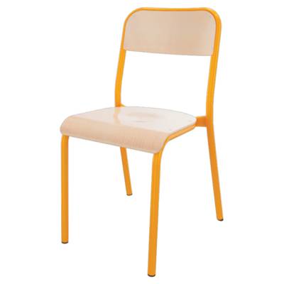 Chaise TRÉVISE 4 pieds assise et dossier bois Blueprotech® piètement époxy - T6 - Jaune RAL 1003 - Mobidecor