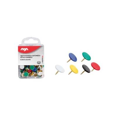 Boite de 100 Punaises Têtes 9mm gainées plastique couleur