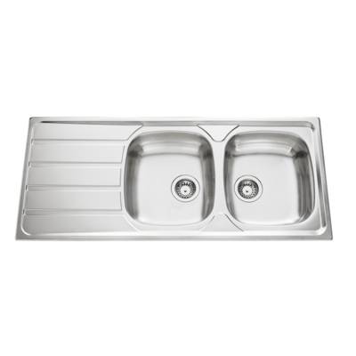 Evier à encastrer MONTEBELLO 2 cuves + 1 égouttoir inox lisse - Gedimat - JS