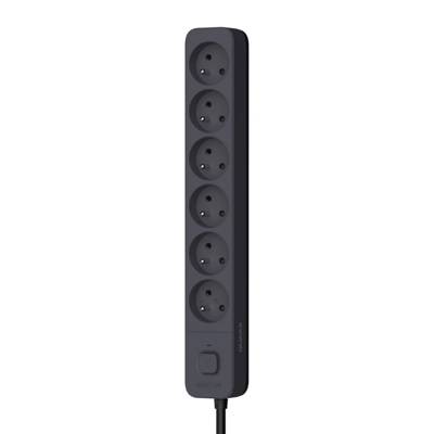 Multiprise 6 prises QUARX 1,5M + interrupteur - noir - Gedimat