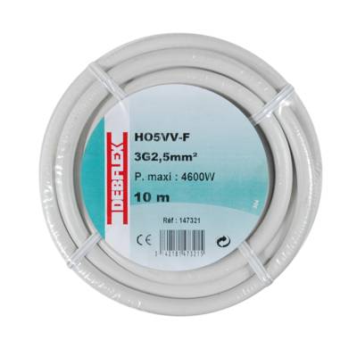 Câble HO5VV-F 3g2,5mm² blanc - Gedimat - DEBFLEX