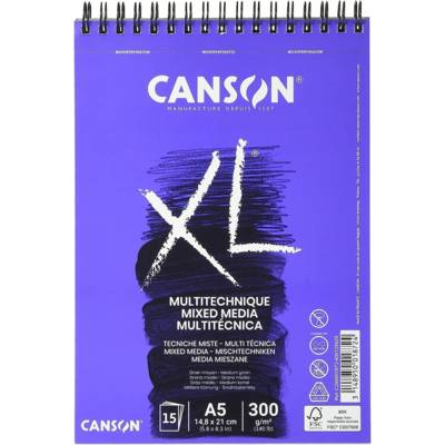 Bloc croquis XL MIX MEDIA A5 300g Grain moyen 15 feuilles