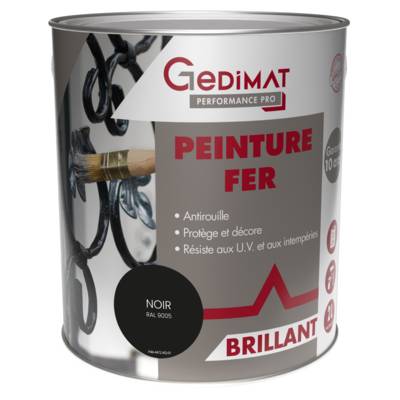 Peinture fer noir - pot de 2 litres - Gedimat