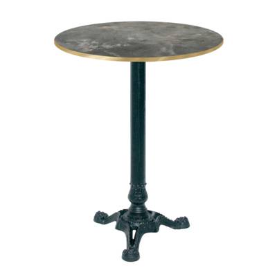 Mange-debout pied noir Ø60cm pierre metallisee chants laiton - intérieur - RestooTab