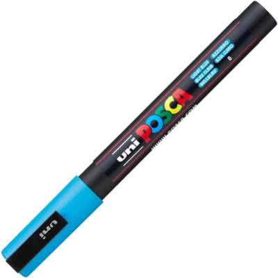 Marqueur pointe conique fine pc3m 0,9 - 1,3mm bleu clair - POSCA