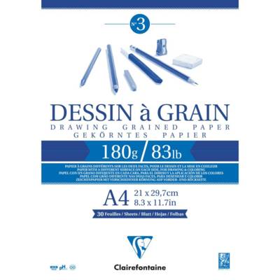 Bloc 30 Feuilles Dessin à Grain Encollé A4 180g Blanc