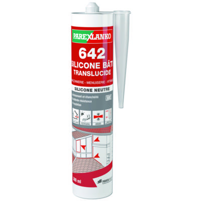 Mastic 642 SILICONE BATI TRANSLUCIDE - cartouche de 300ml - Gedimat - PAREXLANKO