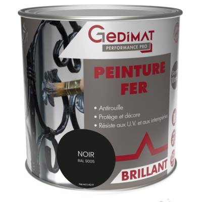Peinture fer noir - pot de 0.5 litres - Gedimat