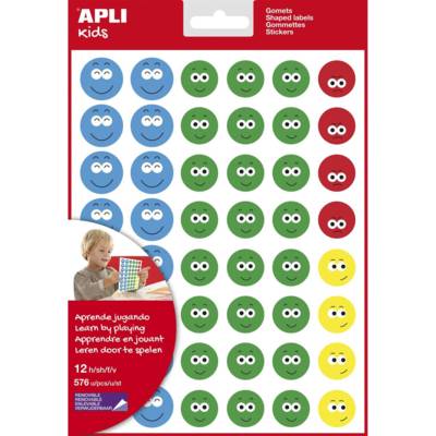 Pochette 12 feuilles de gommettes enlevable Sourire - APLI