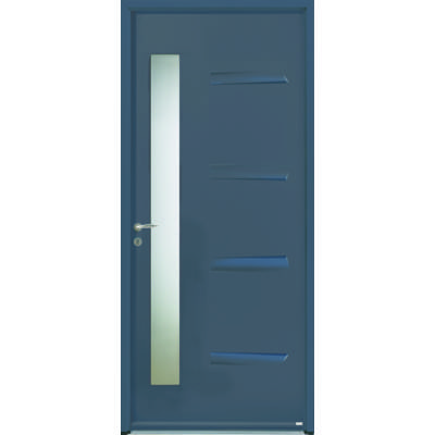 Porte d'entrée acier AKITA 20 gris vitrée dormant 54 mm avec tapées pour isolation 100 mm - 215 x 90 cm - Gedimat - ZILTEN