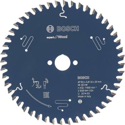 Lame de scie circulaire BOSCH expert Wood Ø165 MM - 2608644024 EP.2.6 AL.20 Z.48 ALT