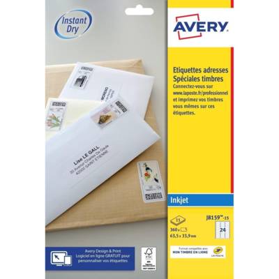 Étui de 360 étiquettes MonTimbrenligne Jet d'encre 63,5 x 33,9mm - AVERY