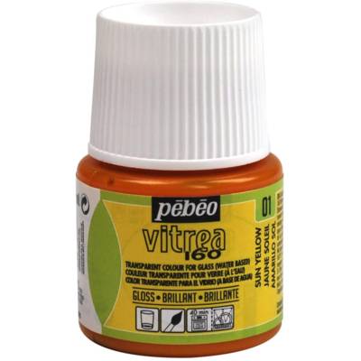 Flacon 45ml peinture Vitrea 160 brillante pour verre JAUNE SOLEIL