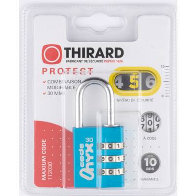 Cadenas MAXIUM code 30mm anse acier nickelé combi - Gedimat - THIRARD