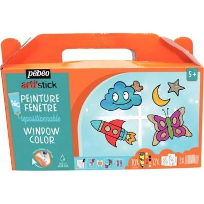 Coffret peinture fenêtre repositionnable Pébéo - Arti'stick - 10 x 75 ml