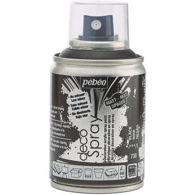 Aérosol 100 ml Peinture opaque permanente faible odeur NOIR - PÉBÉO