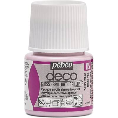 Flacon 45ml Peinture Deco Acrylique Brillante ROSE FEE - PÉBÉO