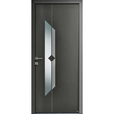 Porte d'entrée alu LINE6 gris dormant 77 mm - 215 x 90 cm - Gedimat - ZILTEN