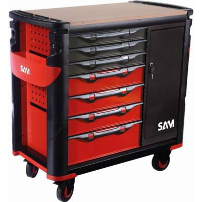 Servante extra large XXL 7 tiroirs SAM OUTILLAGE avec armoire et plateau bois - 417-BXE - Maxoutil