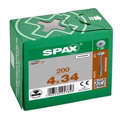 Vis universelle nickelé Filetage partiel 4X34mm - SPAX - 0681030400343 - Maxoutil