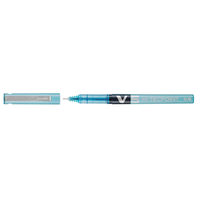 Stylo roller Hi-Tecpoint V5 Encre liquide Pte Fine Turquoise