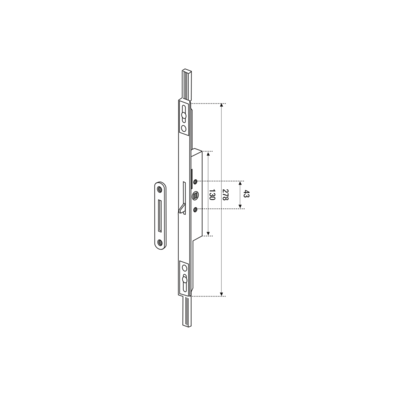 Crémone à têtière avec panneton axe 17mm carré 7mm 130x29mm - Gedimat - THIRARD