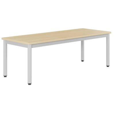Table CARÉLIE plateau ép.19 mm mélaminé chant ABS piètement époxy - 160x60 cm - T2 - Hêtre miel/gris alu RAL 9006 - Mobidecor