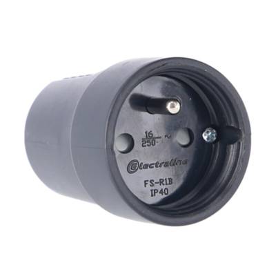 Fiche mâle 2P+T 16A caoutchouc - Gedimat - ELECTRALINE