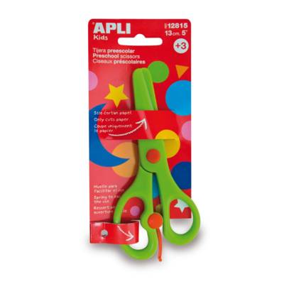 Ciseaux préscolaires vert - lame en plastique de 13 cm Ciseaux