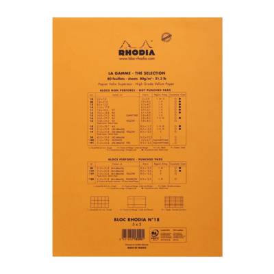 Bloc de direction Orange 80 feuilles (160 pages) format A4 réglure 5x5