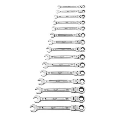 Set de clés mixtes à cliquet à tête flexible Max Bite - 15 pièces - MILWAUKEE - 4932478558