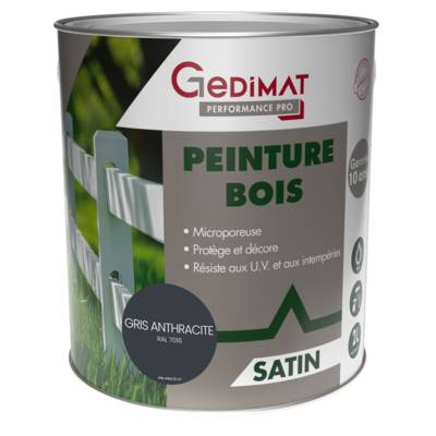 Peinture bois gris anthracite RAL 7016 - pot de 2 litres - Gedimat