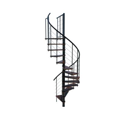 Escalier hélicoïdal VENEZIA SMART acier noir marches hêtre teinté noyer - Gedimat - MINKA