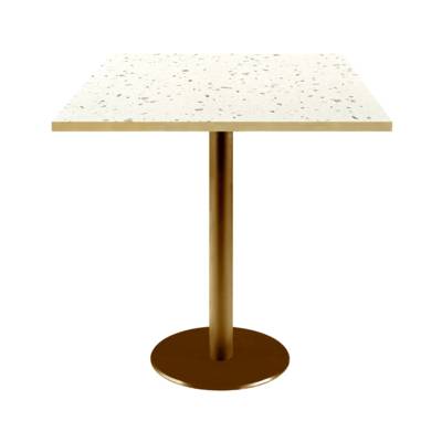 Table pied Doré 70x70cm terrazzo cassata chants laiton - intérieur - RestooTab
