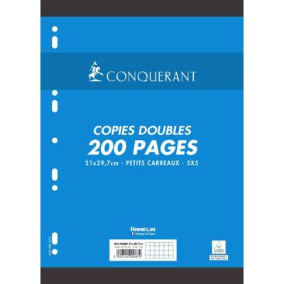 Copies Doubles 200 Pages A4 70g petits carreaux - CONQUÉRANT