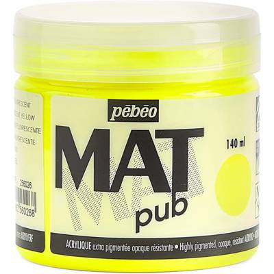 Pot 140ml Peinture Acrylique MAT pub JAUNE FLUO - PÉBÉO