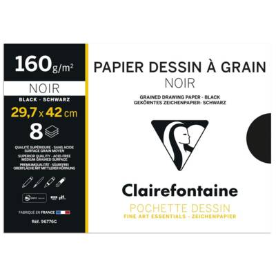 Pochette Etival 29,7x42 8F 160g papiers à dessin Noir - CLAIREFONTAINE