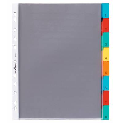 Jeu Pochette-intercalaire 8 Positions Transparent A4 Onglets Couleurs