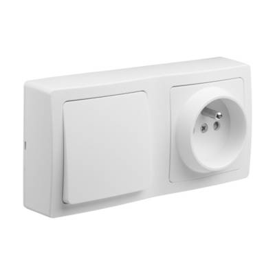 Va et vient + prise 2P+T verticale blanc BLOK - Gedimat - DEBFLEX