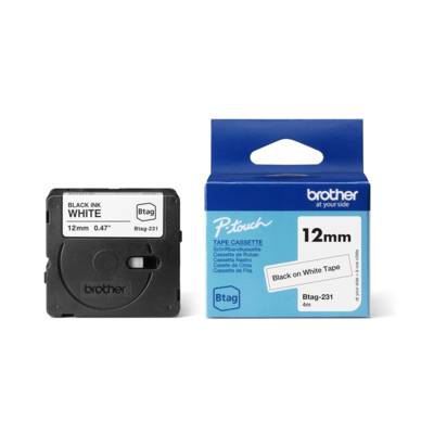 Ruban BTAG-231 12mm x 4m Noir Sur Blanc