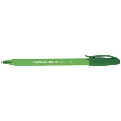 Stylo bille InkJoy 100 Triangulaire à capuchon Pointe Moyenne Vert - PAPER:MATE