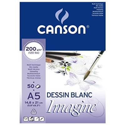Bloc à dessin Imagine format A5 200 g Blanc