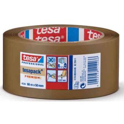 Pack 16 rubans adhésifs 4124 pour emballage PVC Marron 19mm x 66m - TESA
