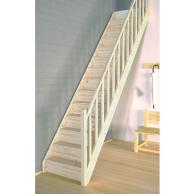 Escalier droit hêtre kit TRADI ECO - 2.80m - avec rampe - Gedimat - SOGEM