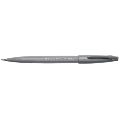 Stylo feutre Brush Sign Pen SES15 pointe pinceau flexible gris - Pentel